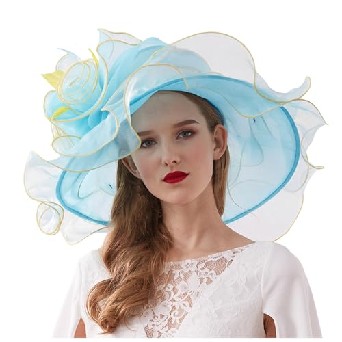 Bibi d'église pour femme, chapeau de mariage pour fête de thé de mariée, bleu clair, taille unique