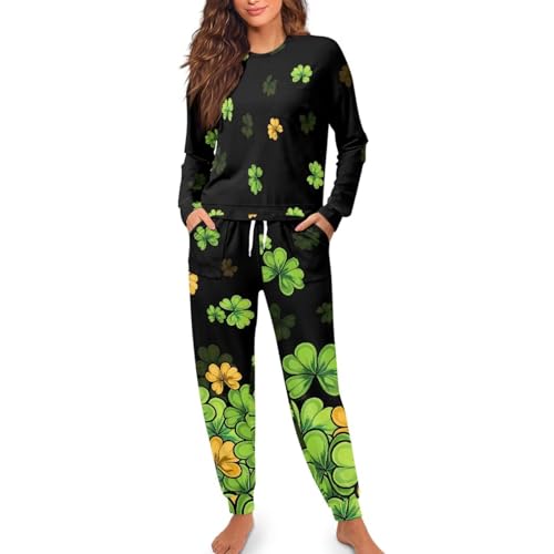 Image of Women's Pajamas Set Soft 2 Piece Loungewear Long Sleeve Pj Set Matching Sleepwear with Pockets for Women Plus Size