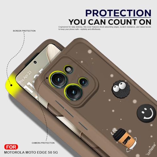 Image of AESTMO Back Case Cover for Motorola Moto Edge 50 5G Cover | Cute Fun Cartoon 3D Ball | Coffee Silicone Case | Full Body Protection | Camera Protection Back Cover for Motorola Moto Edge 50 5G (Brown)