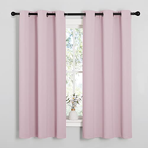 NICETOWN Blackout Curtain Panels for Girls Room, Nursery Essential Thermal Insulated Solid Grommet Top Blackout Drapes (Baby Pink=Lavender Pink, 1 Pai