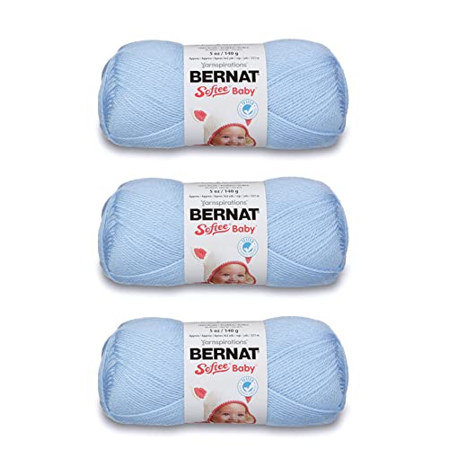 Image of Bernat Softee Baby Pale Blue Yarn - 3 Pack of 141g /5oz - Acrylic - 3 DK (Light) - 362 Yards - Knitting /Crochet