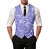 Genérico Weste des Gastgeberclubs für Herren, Vintage, gestreift, ärmellose Weste mit V-Ausschnitt, Business-Westen mit einem Knopf für Herren, Hochzeit, Smoking, elegant, hellblau, Large