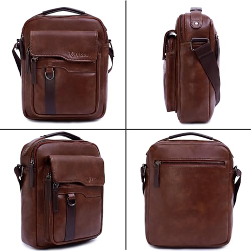 Image of VISMIINTREND Leather Sling Bag for Men Travel | Side Shoulder Messenger Bag for Man | Fits 10 inch ipad | Corporate Gifts for Men | Birthday Gift for Husband /Father | Premium