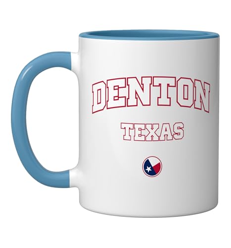 Denton TX Ceramic Mug, Blue/White
