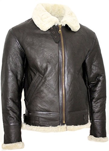 Men's Cream B3 Shearling Sheepskin World War 2 Bomber Leather Flying Aviator Jacket2