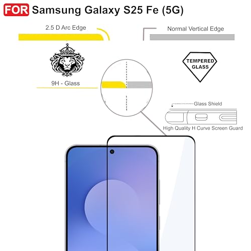 Image of CEDO Tempered Glass for Samsung Galaxy S25 FE (5G) | Screen Protector Full HD Quality Tempered Glass Anti-Scratch Edge to Edge Coverage with Easy Installation Kit (Black)