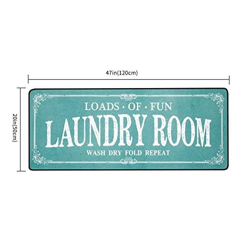 Romamigo Laundry Room Rug Runner Non Slip Laundry Mats Mudroom Runner Farmhouse Kitchen Floor Mat Bathroom Laundry Room Decor Accessories(Teal, 20 X 47 Inch) #TOP1