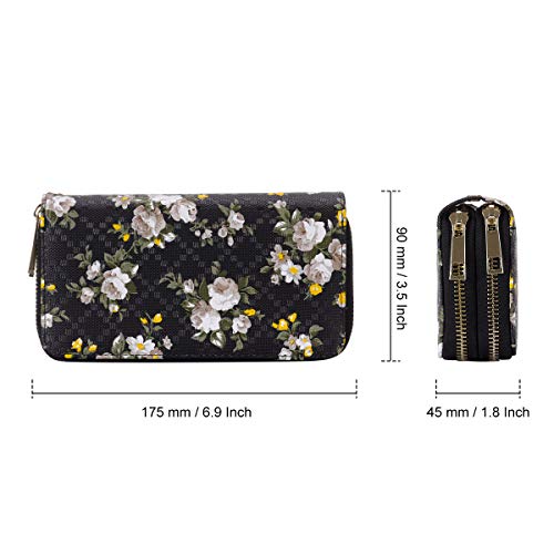 Image of XEYOU Double Zipper Long Clutch Wallet Cellphone Wallet for Women with Removable Wristlet Strap for Credit Card, Cash, Coin, Bill