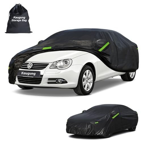 Image of Kaugung Car Cover Custom Fit for Volkswagen Eos (2006-2015), 7 Layers Waterproof All Weather for Automobiles Full Exterior Cover Rain Sun Snow Protector with Door Zipper. Black