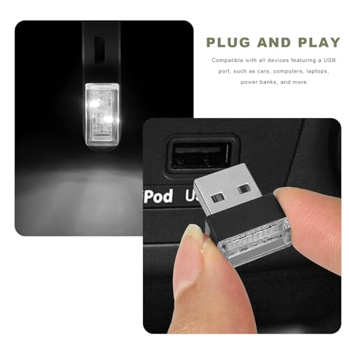 Lámpara LED ambiental interior para auto, 4 piezas USB miniatura 6