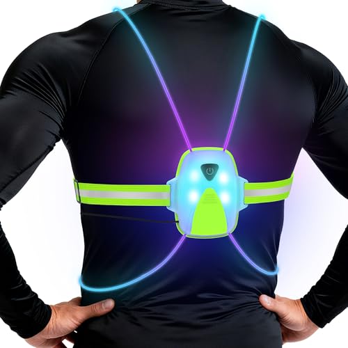 LED Reflective Running Vest Lights for Runners, Running Lights with Front Light, Safety USB...