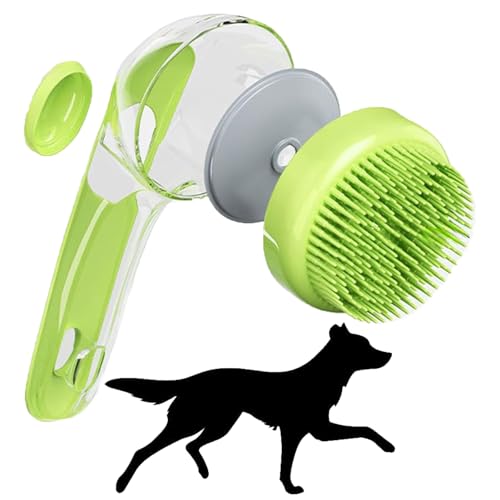 SKDFHOD Hundebürste, Shampoo Bürste Bubble Brush, Befüllbare Badebürste für Hundeshampoo, Dusche Bürste Silikon, für Baden Hundeseife mit Seifenspender, für Haustiere Hunde Katzen Doggie(Grün)