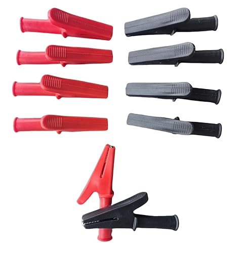 Image of 10PCS 30A Insulated Alligator Clips Crocodile Clamps Nickel Plated Copper Electric Circuit Test Testing 4mm Standard Banana Plug Connectio (Black+Red) Gytovvvz
