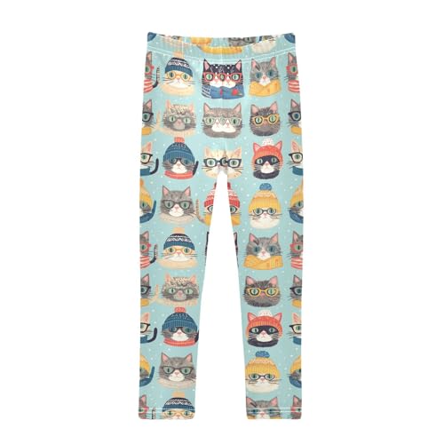 Cats Girls' Leggings Toddler Doodles Cartoon Kids Yoga Pants Dance Active Tights 4T