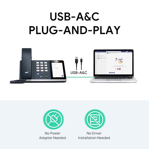 Image of Yealink MP45 Microsoft Teams Certified USB Desk Phone | NOT SIP /VoIP Compatible | Plug & Play,Powered by Computer via USB-A /C | Dedicated Teams /Skype Device.