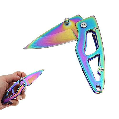 BYKCO Small Folding Pocket Knife, Minimalist Compact Small EDC Knife, Titanium Coated Frame Lock Mini Keychain Knife, Perfect EDC Tool for Women Teens Men(1 Pack, BG104)