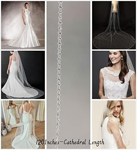 Passat Ivory 1T Long Cathedral Sparkling Rhinestone Cathedral Bridal Veils Crystal Wedding Veils For Brides Gifts 223 #TOP2