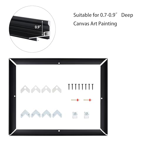 Image of Canvas Frame 48x60, DIY Metal Floating Frames, Canvas Floater Frame for 0.6 inch-0.9 inch Deep Canvas Painting (Black,48 inchx60 inch)