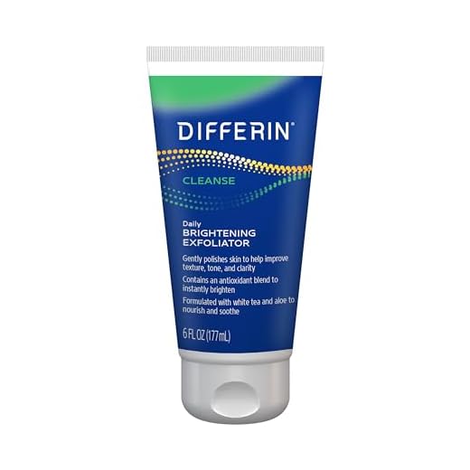 Differin Face Scrub Daily Brightening Exfoliator, Improves Tone and Texture for Acne Prone Skin, Green, 6 Fl Oz