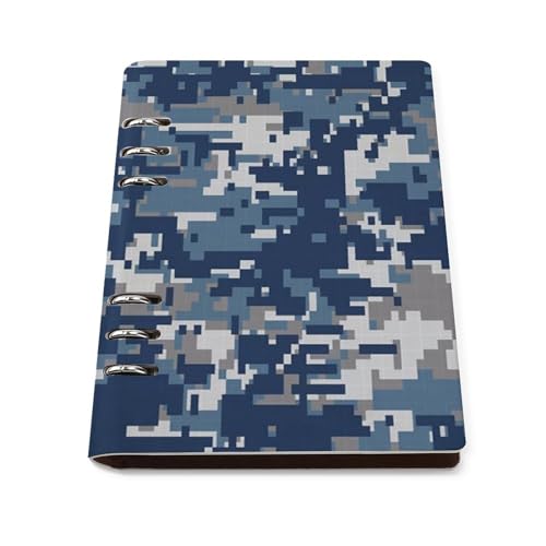 Blue Digital Camouflage Fashion A5 Notebook Refillable 6 Ring Binder Note Book 90 Pages Travel Journal Writing