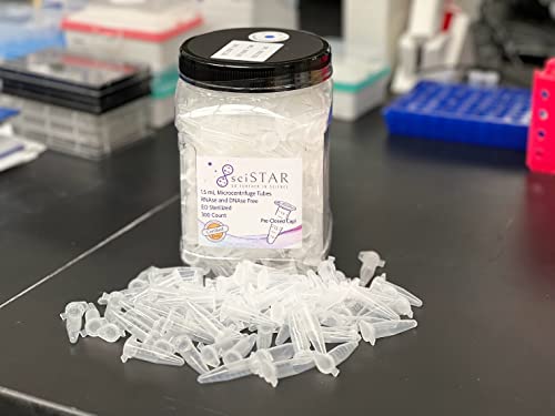 Scistar 1.5Ml Microcentrifuge Tubes – Sterile – Pre-Closed! – With Snap Cap: 1.5Ml, Rnase/Dnase Free, Polypropylene Tubes, Container Of 300 #TOP2