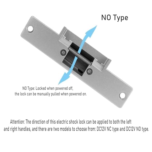 YAVIS Elektrisches Türschloss, Sicherheitsschloss, kein Modus, ein Teil für die Zugangskontrolle der Tür aus Holz und Metall (NO Mode)