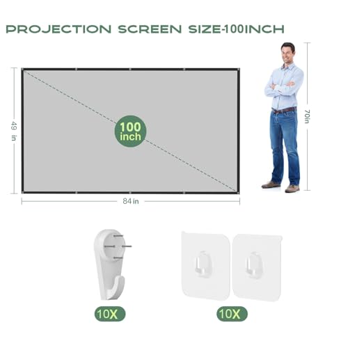 Image of AAJK Alr Outdoor Projectior Screen, 4K Movie Projector Screen 16:9 HD Foldable Anti-Crease Portable Projector, Movies Screen for Home Theater Outdoor Indoor