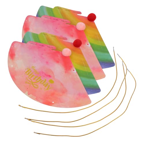 ABOOFAN 4 Pezzi Cappellini Cone per Feste Compleanno da Colorati con Pompom per Celebrazioni e Anniversari Leggeri e Resistenti Materiale Alta