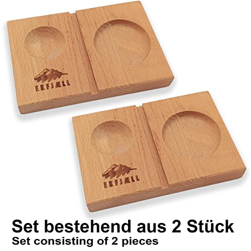EKFJAELL Premium Eierbecher Holz (Buche) im 2er Set ca. 11,5 x 7,5 x 1,5 cm - 3in1 Eier-, Schalen- & Löffelhalter, antibakteriell & Sonnenblumenöl-behandelt, Eierhalter (2 Stück) – Bild 5