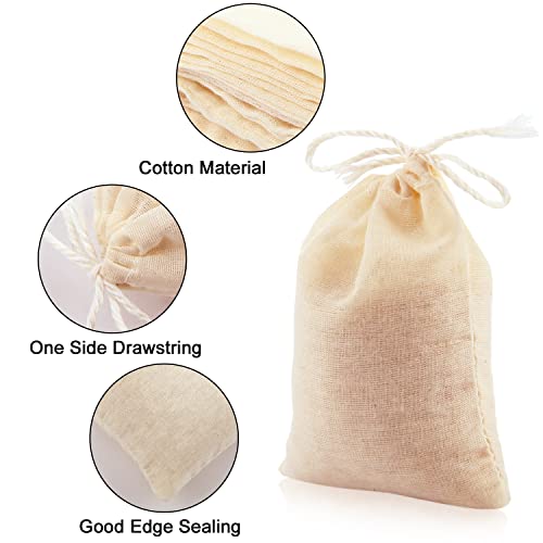 Boao 50 Pieces Cheesecloth Bags For Straining Reusable Empty Tea Bags Soup Bags Spice Bags For Cooking Cold Brew Coffee Bags Muslin Strainer Bags, Beige (4 X 3 Inch) #TOP2