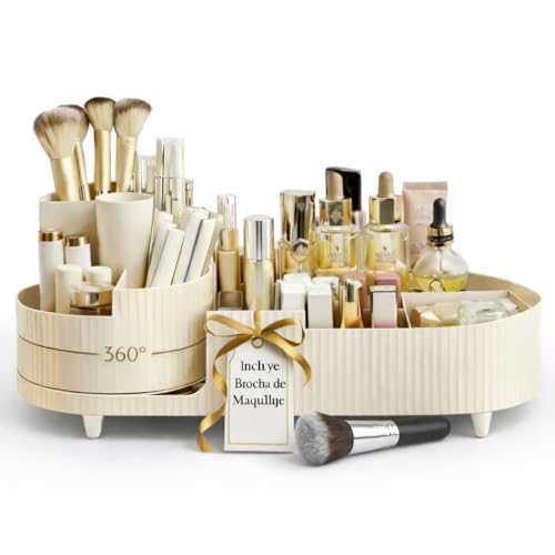 Bemanz Organizador De Maquillaje Giratorio, Organizador Maquillaje, Organizador Pinceles Brocha Para Maquillaje Incluida Makeup Organizer Accesorios Tocador, Organizador Perfumes Y Cosméticos