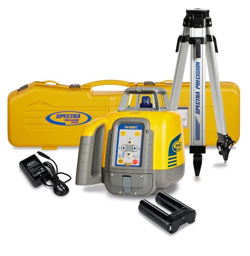 Spectra Precision HV1305C Dual Horizontal/Vertical Laser Kit with B10 NiMH Battery Pack CH10 Charger Q104025 Tripod 128995-00 System Case – Professional Construction Alignment System - Red Beam