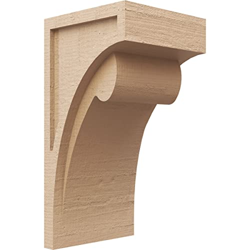 10"W x 10"D x 20"H Wide Viola Rough Cedar Woodgrain TimberThane Corbel, Primed Tan