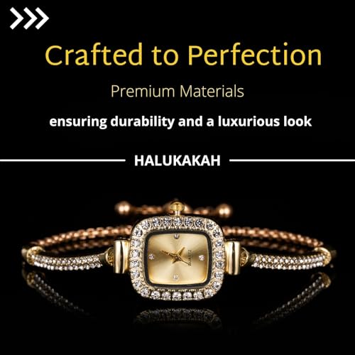Image of Halukakah Kids' Sparkling Diamond Watch - 18k Real Gold /Rose Gold /Platinum Plated - Multiple Colors Rectangle Dial - Quartz Adjustable Stainless Steel Wristwatch - Suitable for Boys and Girls