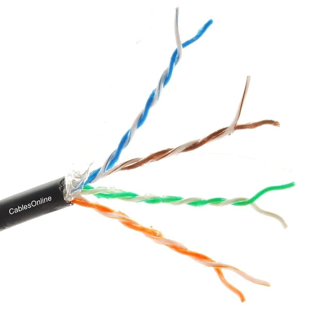 CablesOnline 250ft CAT6 23-AWG 100% Pure Copper Gel Filled Weatherproof Direct Burial Outdoor Bulk Cable, Black, U6-B250D