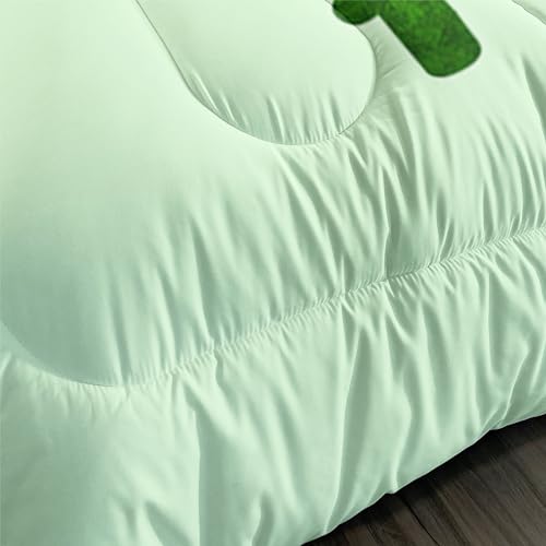 Image of AILONEN Pickle Comforter Set Twin Size, Cartoon Vegetable Printed Bedding Set,Just A Girl Who Loves Pickles Comforter Sets for Girls Kids,Cute Cucumber Pattern Duvet Set 3Pc,1 Quilt and 2 Pillowcases