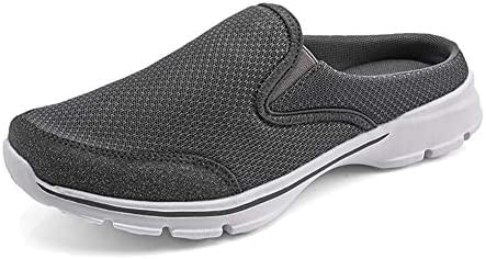 MizHome Men's Open Back Sneaker Clogs Knit Mules Shoes Lightweight Breathable Slippers Dark Grey 7.5