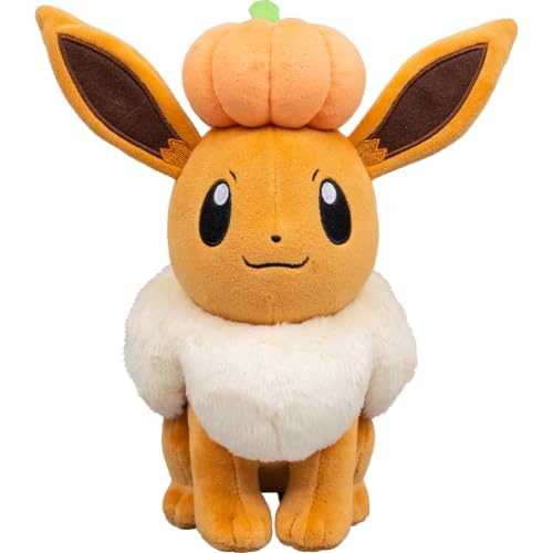 Image of Pokemon Eevee Plush with Pumpkin - 8-Inch Eevee Plush with Unique Accessory