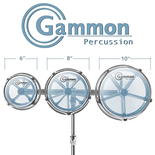 Gammon Percussion Roto Toms 6", 8", 10" Drum Set With Double Braced Stand & Tunable Heads #TOP1