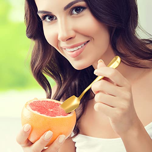 4 Pieces Stainless Steel Grapefruit Spoons Set Serrated Spoons Mirror Finish Grapefruit Utensils For Citrus Fruit Kitchen Serving Chef Kiwi Avocados Salads Desserts, Rose Gold, 6.1 Inch In Length #TOP4