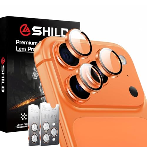 Image of SHILD Camera Lens Protector Compatible with iPhone 17 Pro /iPhone 17 Pro Max (2-Pack) Cosmic Orange | 9H Tempered Glass, Military-Grade Protection, Case-Friendly, Easy Install Frame