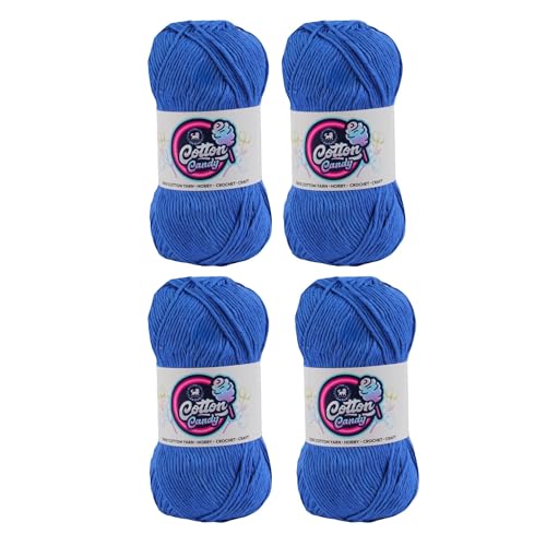 Image of NESTNHAVEN Cotton Candy 100% Cotton Yarn - (100g, 185 Meters) - Luxury Yarn for Crochet, Amigurumi, Embroidery, Toys, Garments, Flowers and Hobby, Projects. (Dark Blue) | (400 Gm)