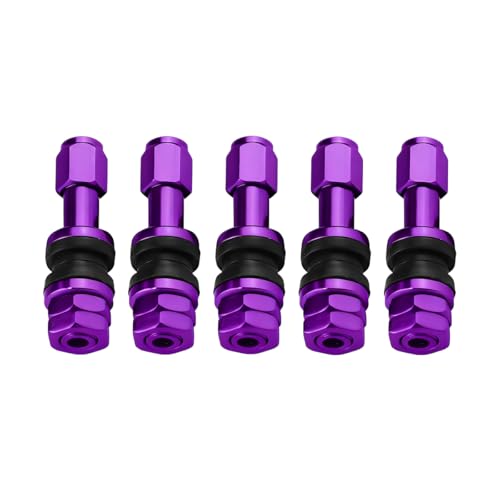 SWPHRT 5PCS TR43E Tubeless Car Valve Stems, Metal Clamp-in Vehicle Tire Valve Stem, Aluminum Alloy Straight Automotive Tyre Valve Handle Accessories, Universal for Truck Motorcycle RV (Purple)