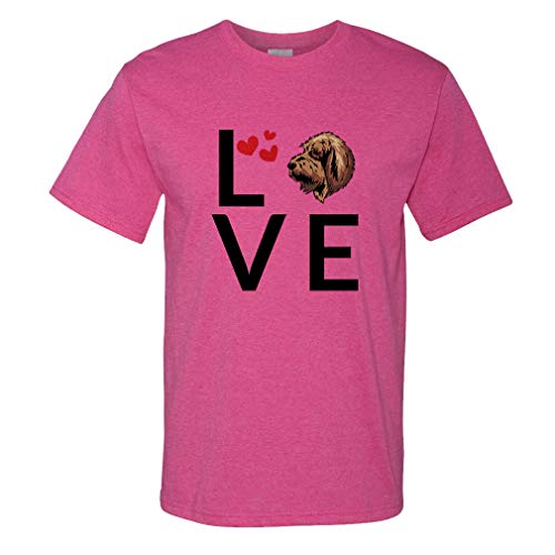 Custom Funny Graphic T Shirts for Men Love Hearts Basset Griffon Vendeen Grand Cotton Top Hot Pink Design Only Large
