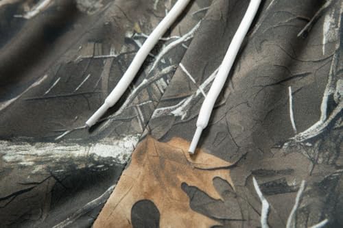 Men's Camouflage Casual Athletic Shorts with Tree Print, Drawstring Waist, Woodland Design4