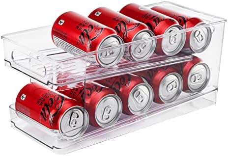 Roham Rolling Can Organizer and Storage - Pop Can Dispenser for Fridge, Freezer, Kitchen Beverage & Canned Food Organizers - Refrigerator Can Organizer Bins & Storage Rack