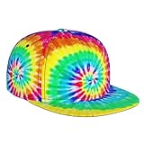 Colorful Tie Dye Baseball Cap for Men Women Classic Snapback Hat Hip Hop Style Flat Bill Brim Adjustable Visor Beach Trucker Hat