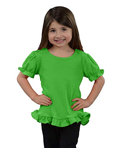 Image of Monag Kids Toddler Girls Short Sleeve Ruffle Tshirt, Blank Girls Ruffle Top, Solid Ruffle Shirts