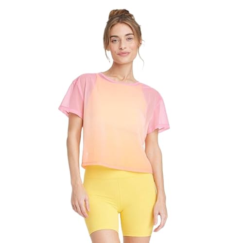 All in Motion Women's Boxy Mesh T-Shirt - (Warm Ombre, XX-Large)