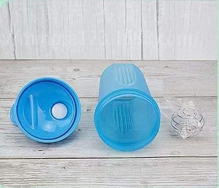 Protein Shaker Bottle w. Classic Loop Top & Stainless Whisk Ball-Protein Shaker Bottle Leak Proof Class Portable Gym Shaker Water Bottle w. Measurement Line BPA Free Plastic Sports Mixer-(16 oz,White)